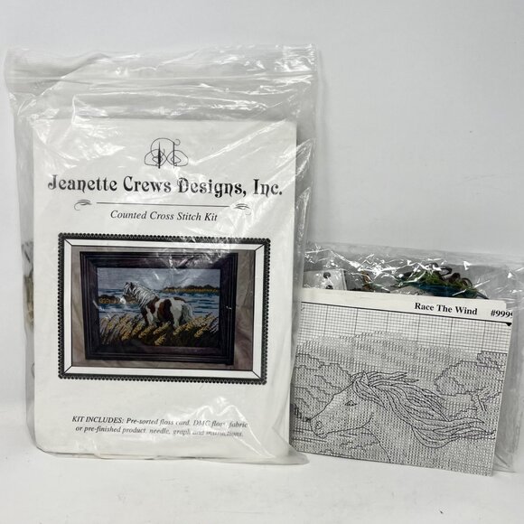 Jeanette Crews Designs Inc. Other - Cross Stitch Kits (2) 1996 Jeanette Crews Designs Pinto and Race the Wind - READ